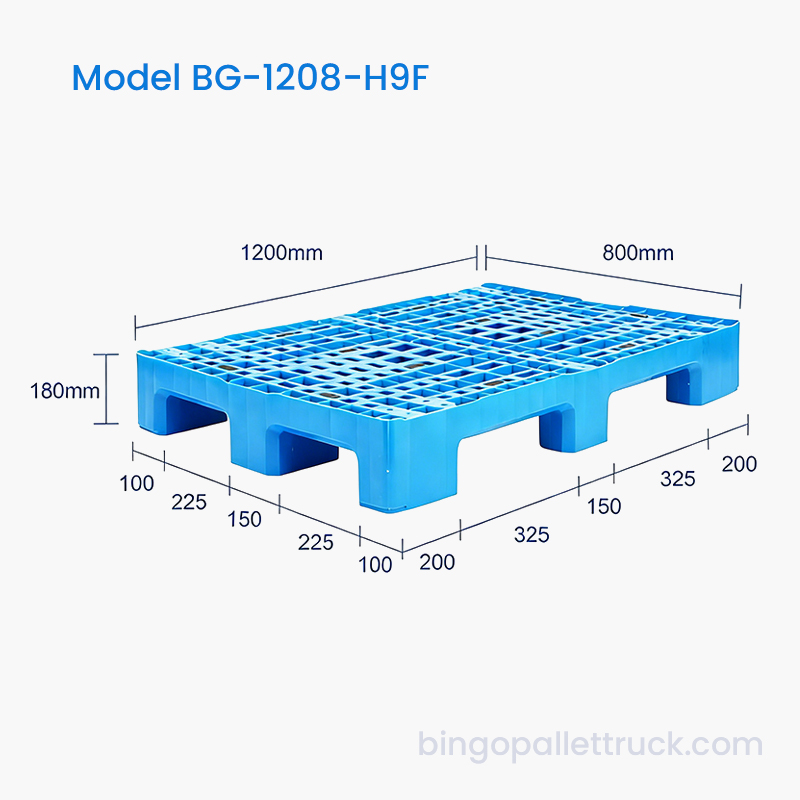Wytrzymała paleta HDPE z 9 nogami o wymiarach 1200 x 800 mm dla logistyki