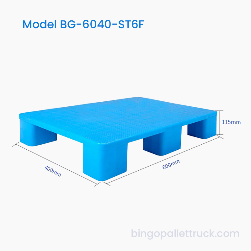Lekka paleta z tworzywa sztucznego o wymiarach 600 × 400 mm z 6 nogami i solidnym blatem