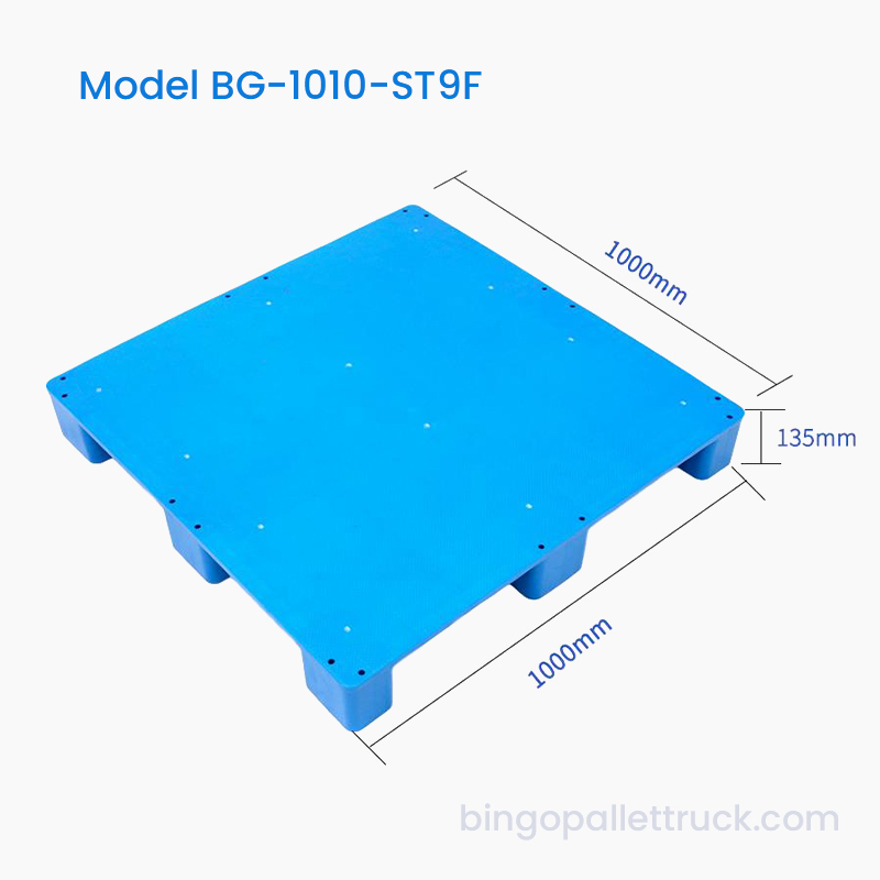 Paleta z tworzywa HDPE z płaską górą i 9 nogami o wymiarach 1000 x 1000 mm