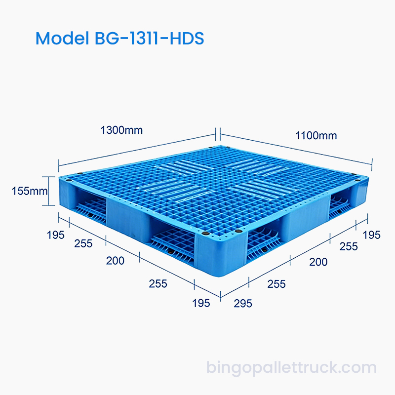Dwustronna paleta z tworzywa sztucznego o wymiarach 1300 x 1100 mm do magazynu