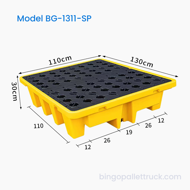 Szczelna paleta z tworzywa sztucznego o wymiarach 1300 x 1100 mm z powierzchnią siatkową do pojemników IBC