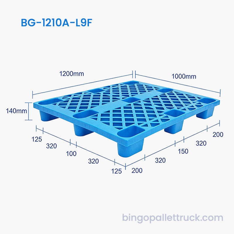 Lekka plastikowa paleta o wymiarach 1200 x 1000 mm do magazynu